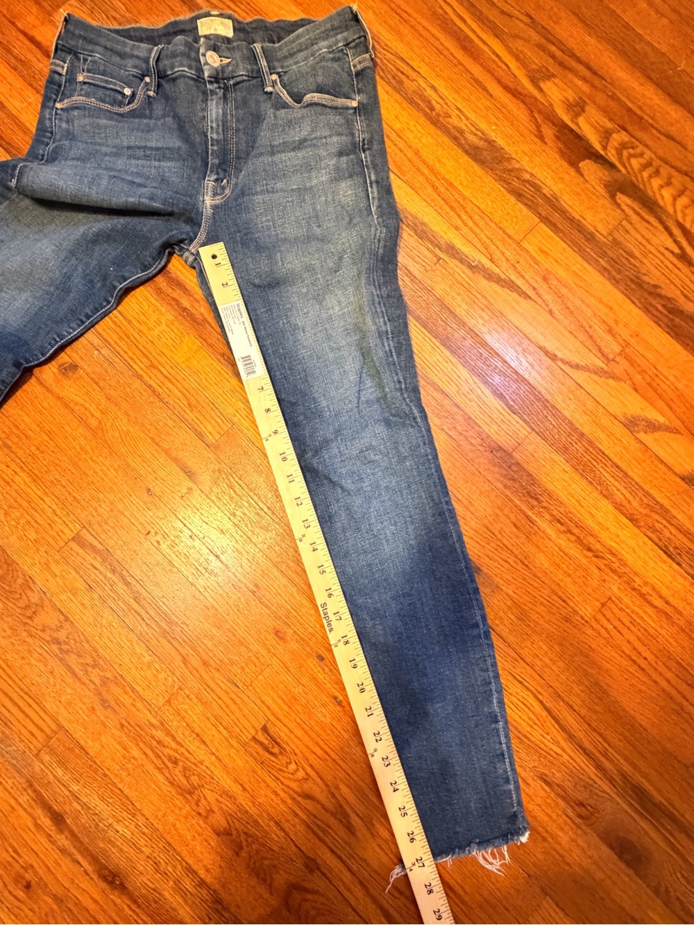 MOTHER Jeans Size 29 Dark Wash Raw Hem Slim Straight Denim - Picture 2 of 7
